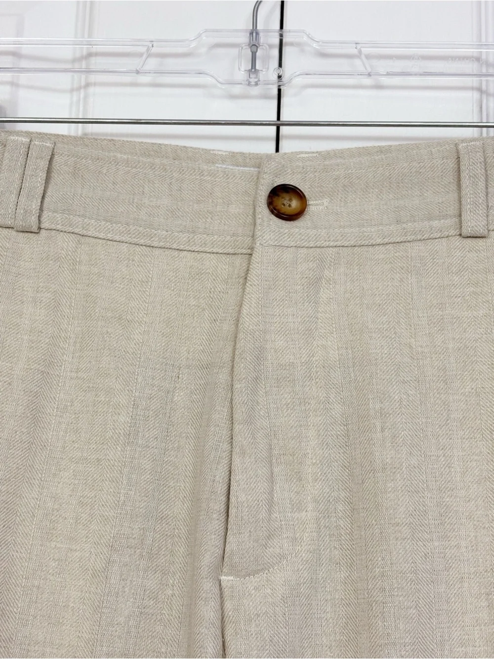 NWT I Love Ugly Men's Bone Herringbone Linen Slim Fit Crop Kobe Pants